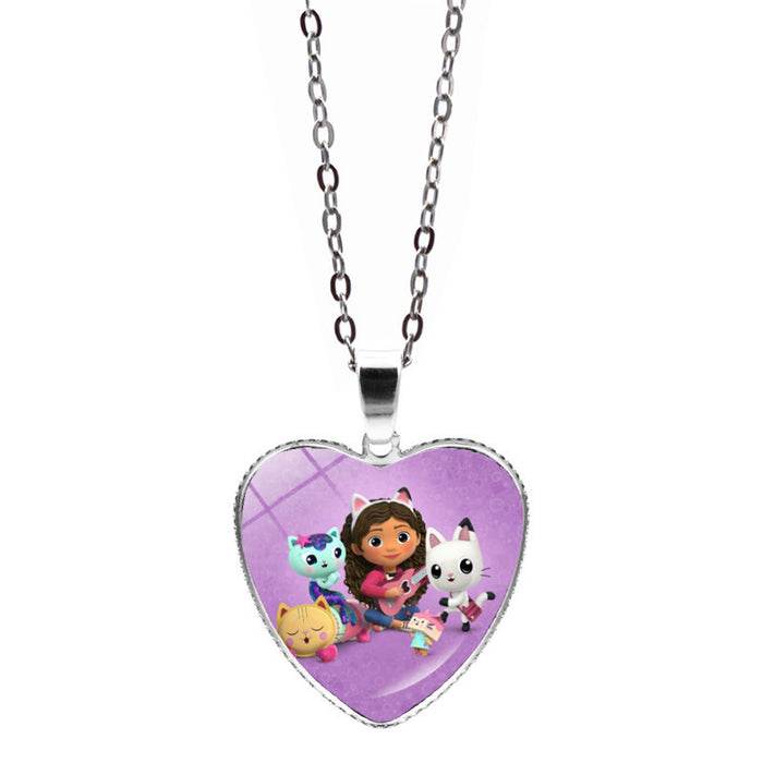 Wholesale Anime Gabby's Dollhouse Love Necklace Jewelry Girl Gift Cartoon Heart Pendant Sweater Chain JDC-NE-JY004