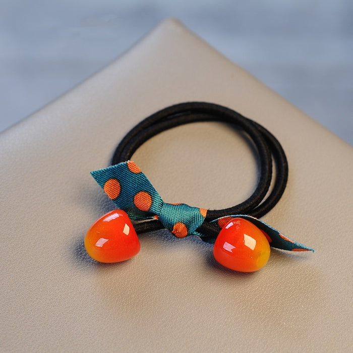Wholesale Red Cherry Bow Hair Tie Ball Elastic Hair Band Headband Rubber Band Hair Accessories