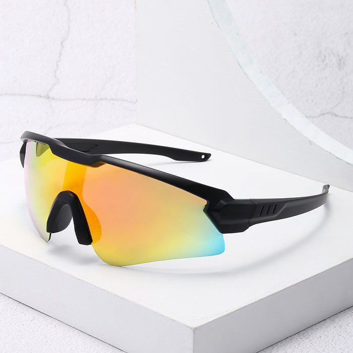 Wholesale New one-piece polarized sports sunglasses, outdoor windproof riding sunglasses, fashionable large frame colorful glasses