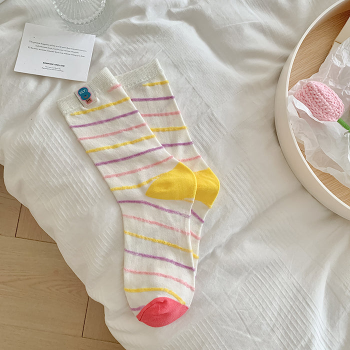 Wholesale Cute and stylish versatile mid length socks with colorful polka dots and long tube stacking socks