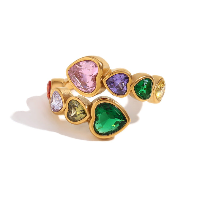 Wholesale Personalized Oil-Drip Ring Stainless Steel Plated with Gold Peach Heart Flower