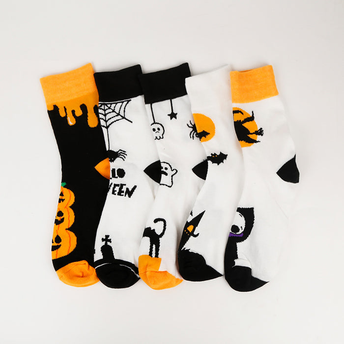 Wholesale Halloween large size Christmas pumpkin witch funny men' s long socks mid-tube casual socks women