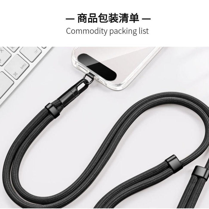 Wholesale Mobile phone lanyard  neck hanging  crossbody  retractable and adjustable anti-lost lanyard with stainless steel clip,  universal style