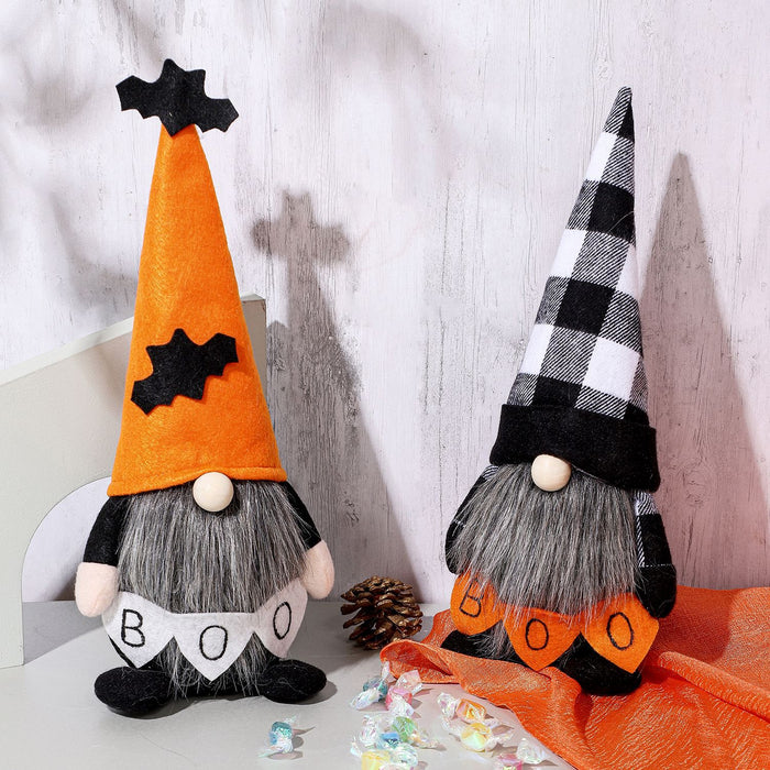 Wholesale  Ghost Festival decoration desktop ornaments letters red and black plaid hat forest man doll ornaments