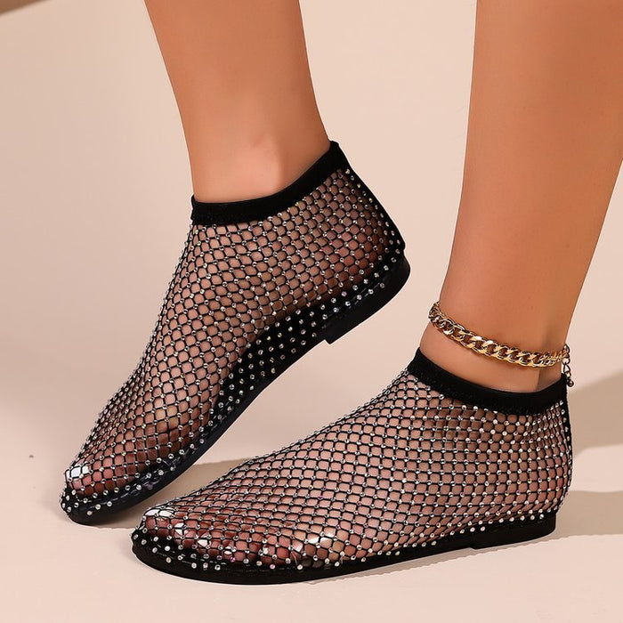 Wholesale Large Fishing Net Socks with Hollowed Out Low Heels and Flat Bottoms Rubber Women's Sandals JDC-SD-QiRong001