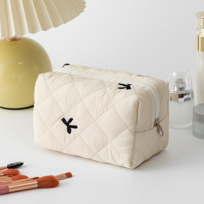 Wholesale Bow Quilted Lipstick Earphone Data Cable Bag Cosmetic Bag
