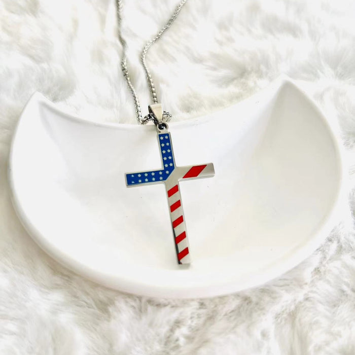 Wholesale Stainless steel drip oil cross necklace, titanium steel pendant, non fading necklace