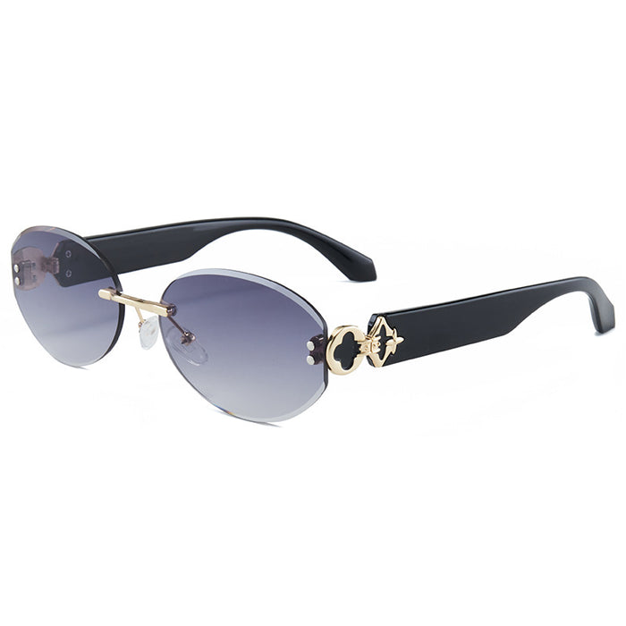Wholesale Rimless Oval Cut-Edge Sunglasses