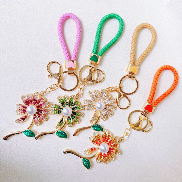Wholesale Alloy Gradient Rhinestone Keychain Birthday Gift Decorative Accessory MOQ≥12