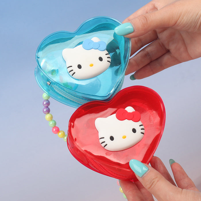 Wholesale Cute Cat Heart Shaped Transparent PVC Coin Purse Stylish Small Wallet