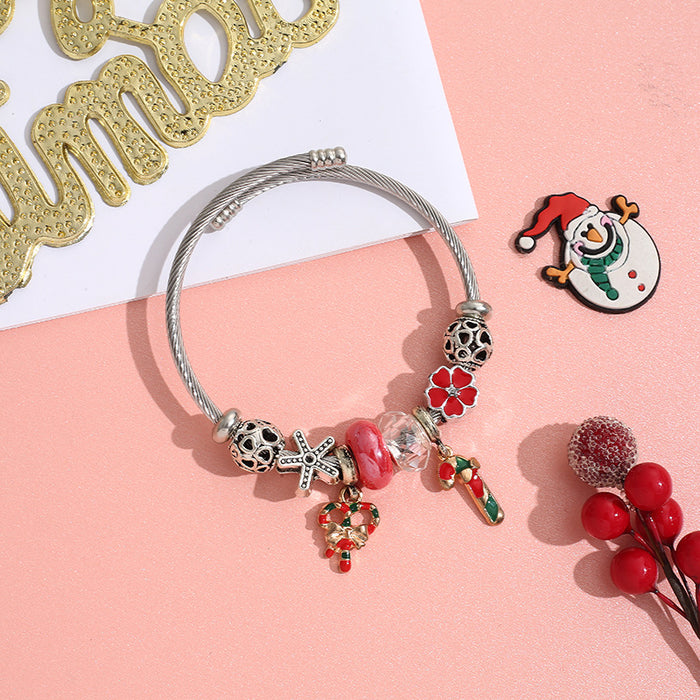 Wholesale Stainless Steel Christmas Beaded Bracelet MOQ≥2