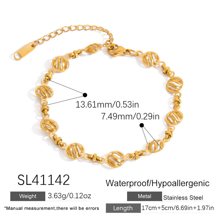 Wholesale Stainless steel bracelet elegant heart Cuban chain metal bracelet three-dimensional hollow round bracelet