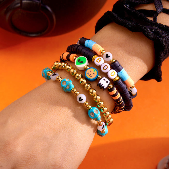 Wholesale  bracelet ghost pumpkin skull letter pendant beaded bracelet festive party multi-layer bracelet
