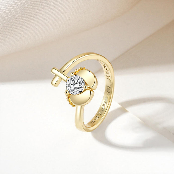 Wholesale Trendy Cross Footprint Ring - White Gold Copper Open Adjustable Ring