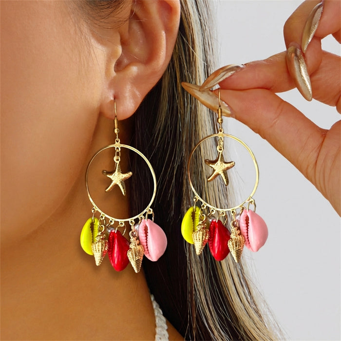 Wholesale Zinc Alloy Shell Pendant Earrings for Beach Party Fashion Accessory