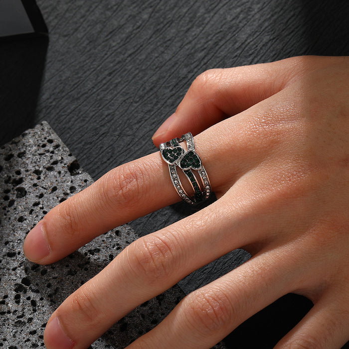 Wholesale Ring set with diamonds, heart ring, personalized ring, fashionable, simple, retro, posing ring