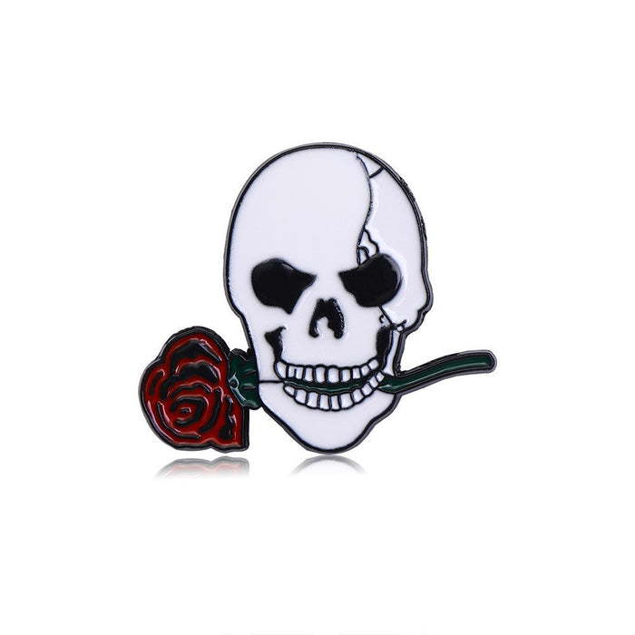 Wholesale  Skull Disc Brooch Pin Zinc Alloy Dripping Oil Finish Trendy Party Accessory