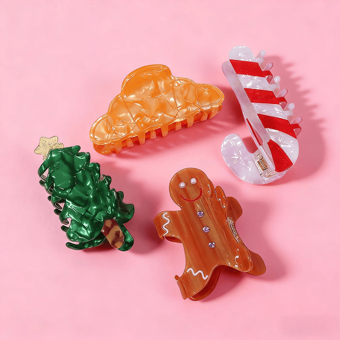 Wholesale Christmas Themed Plastic Resin Kids Hair Claw Clip Cute Half Shark Clip Accessory For Party Gift And Boutique Resale
