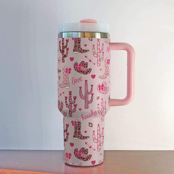 Wholesale Western Cowboy 40oz Stainless Steel Tumbler with Handle Car Cup MOQ≥2