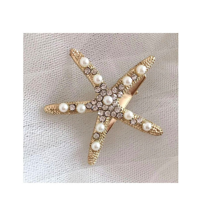 Wholesale Pearl Starfish Side Hairpin Marine Hair Accessories Pearl Metal Rhinestone Hairpin