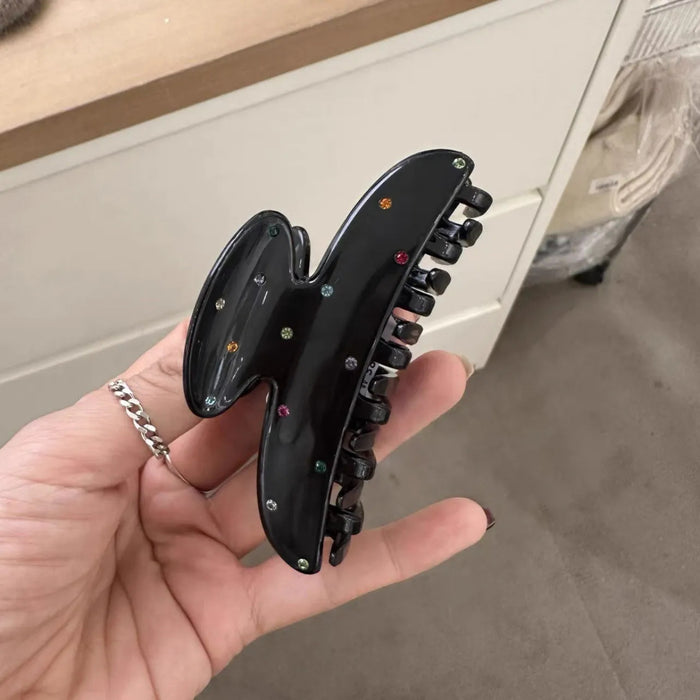 Wholesale Diamond studded solid color grip clip, simple temperament, back of the head hair clip, versatile shark clip