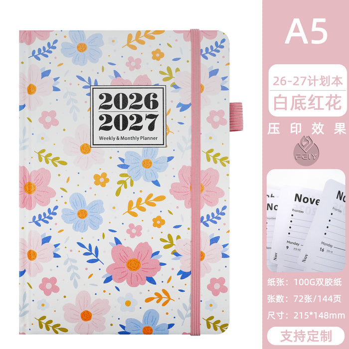 Wholesale Imitation Leather Blue Floral A5 Planner Notebook - Decorative Fashion Accessory