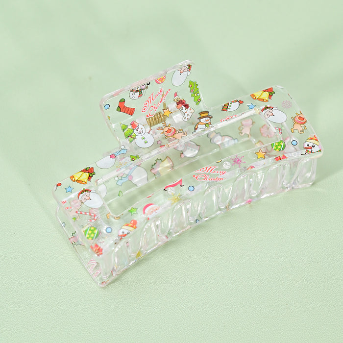 Wholesale Christmas Acrylic Cartoon Print Hairpin JDC-HC-SNSB005