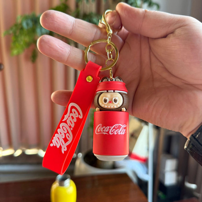 Wholesale Creative and Personalized Cola Little Sheep Keychain Beverage Bottle Bag Pendant Three-Dimensional Soft Plastic Doll Wholesale Street Stall