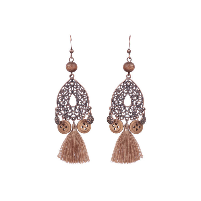 Wholesale Bohemian Wooden Earrings Hollow Flower Geometric Jewelry Accessory MOQ≥2
