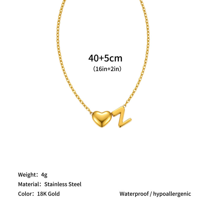 Wholesale Clavicle chain jewelry accessory 26 letter heart pendant titanium steel necklace
