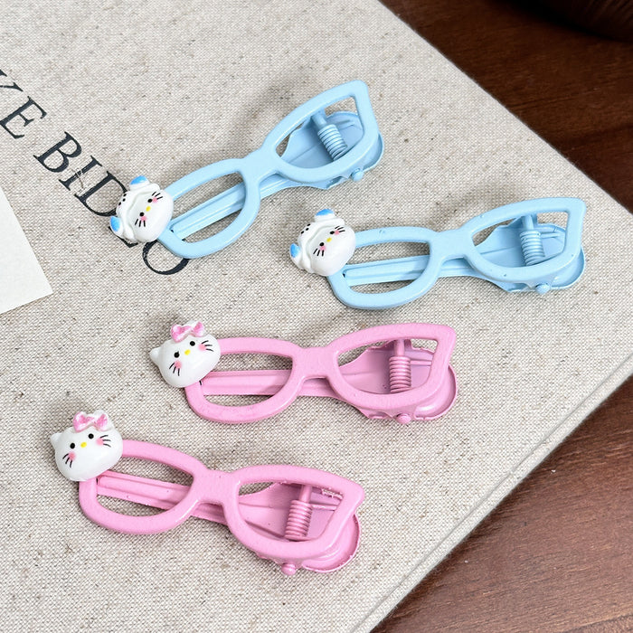 Wholesale Spring and Summer New Cartoon Sweet Glasses Hairpin Hair Accessories Girl's Hairpin Cute KT Bangs Clip Side Clip Hairpin Hair Accessories
