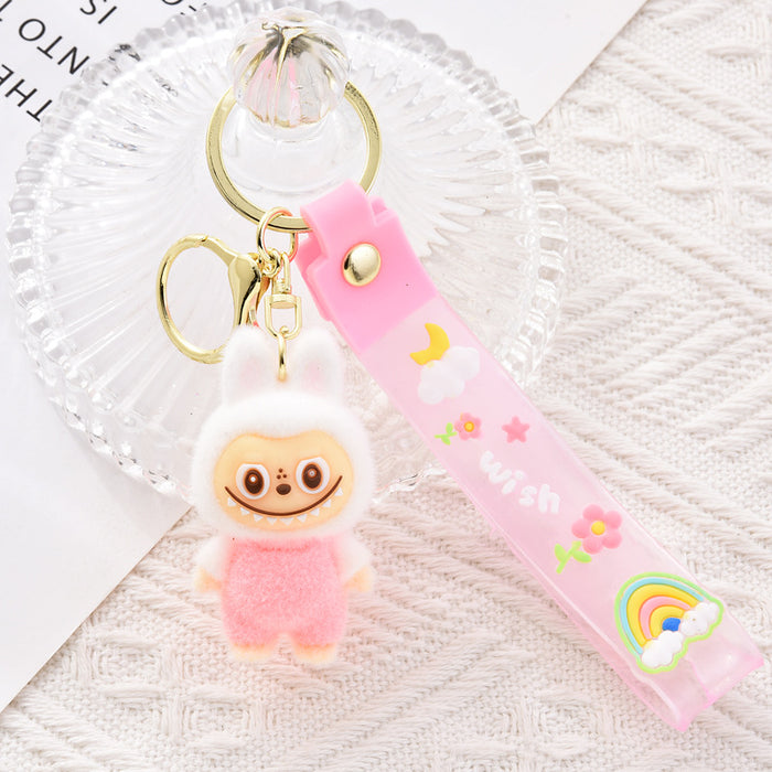 Wholesale Cartoon Flocked Cute Soft Rubber Keychains