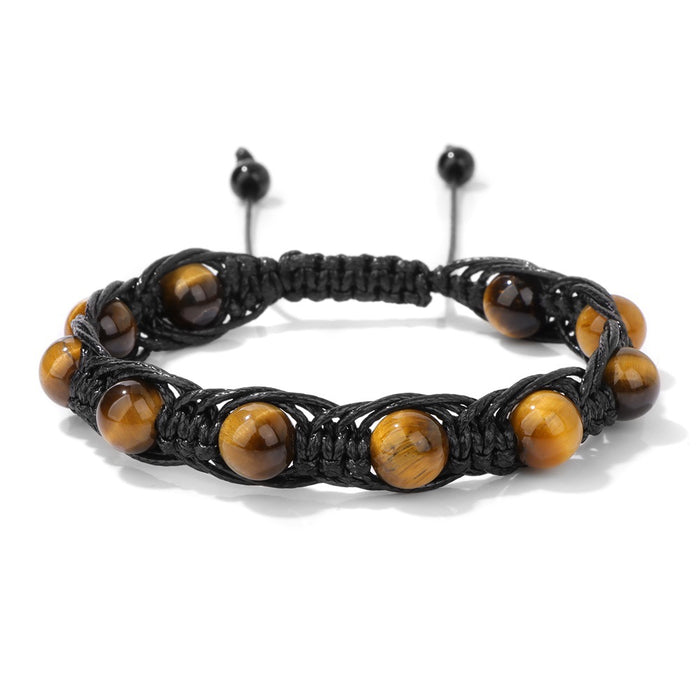 Wholesale Handmade woven bracelet with 8mm stone beads
