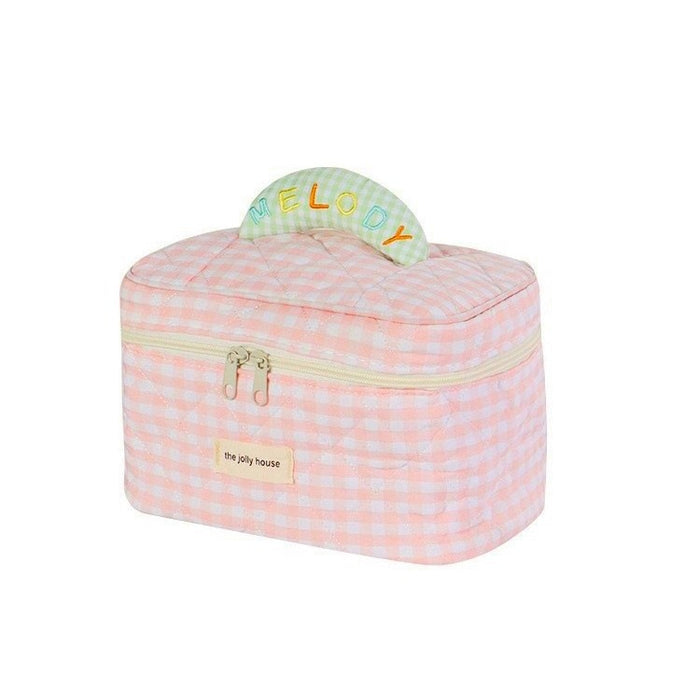 Wholesale plaid cosmetic bag large capacity high-end sense cute portable high-value storage bag