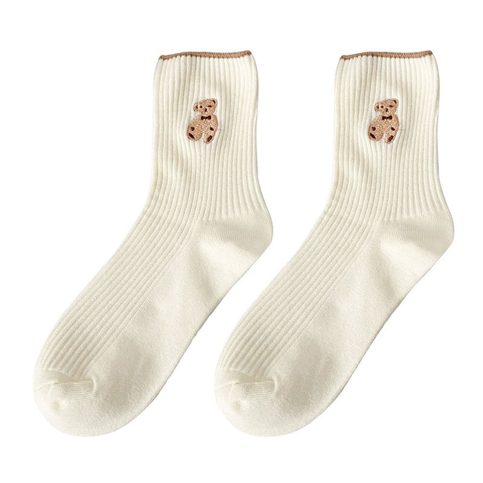 Wholesale Mid length cotton socks, cute pile socks, versatile for students