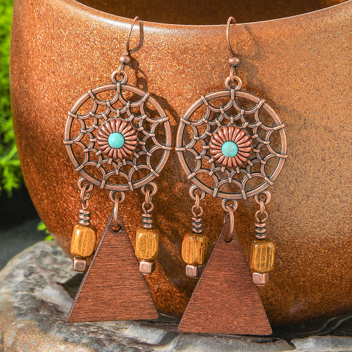 Wholesale Ethnic Style Earrings Long Tassel Handmade Bead,  Retro Copper Tone Fashion MOQ≥2