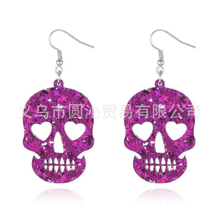 Wholesale Star sequins acrylic earrings women' s simple personality  skull pendant plate earrings