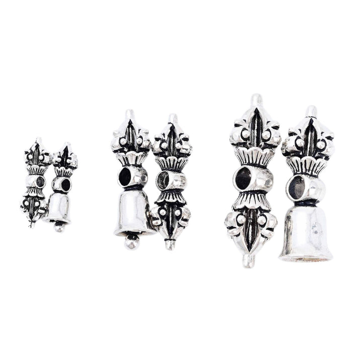 Wholesale Pure silver diamond bell pestle, Thai silver partition beads, retro cultural toys, DIY braided rope, handmade jewelry accessories