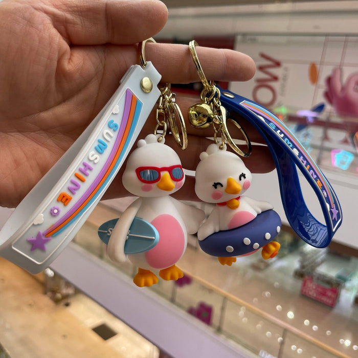 Wholesale Soft rubber cute car keychain duck figurine backpack pendant cartoon hanging decoration keychain