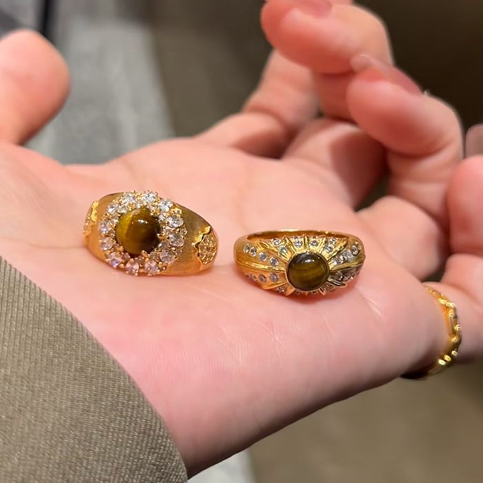 Wholesale vintage Ring Maillard Micro-inlaid Wire-drawing Wide Finger Ring