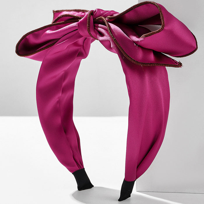 Wholesale Wide-brimmed Solid Color Satin Bow Fabric Headband JDC-HD-Wupei002