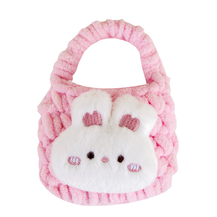 Wholesale Plush Woven Coin Purse Earphone Bag Cute Girl's Heart Jewelry Storage Bag