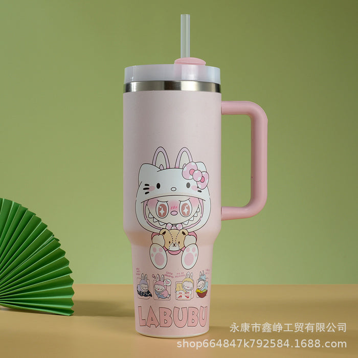Wholesale 40oz Stainless Steel Thermal Insulation Cup Cartoon Car Cup with Handle and Straw