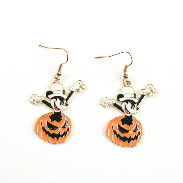 Wholesale 10pcs Halloween Alloy Cartoon Pumpkin Skull Earrings JDC-ES-FuYu004