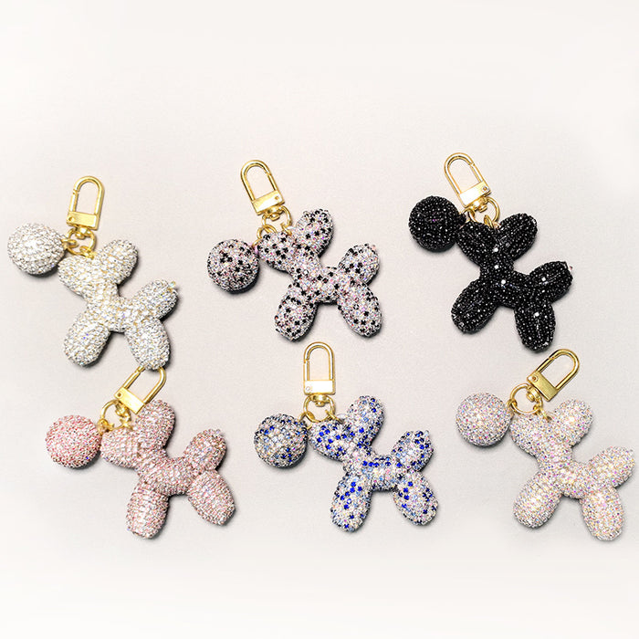 Wholesale Cute Balloon Puppy Diamond Car Keychain Pendant Doll Pendant Accessories Lanyard