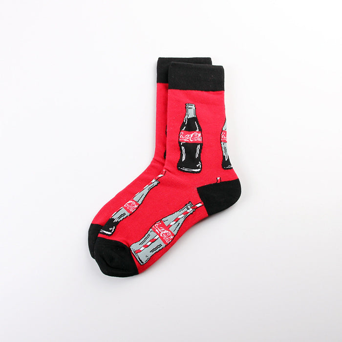 Wholesale Letter casual sports jacquard red youth mid tube socks trendy socks long socks