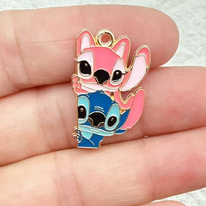 Wholesale 10pcs Cartoon Couple DIY Jewelry Accessories Alloy Enamel Pendant Keychain Earrings