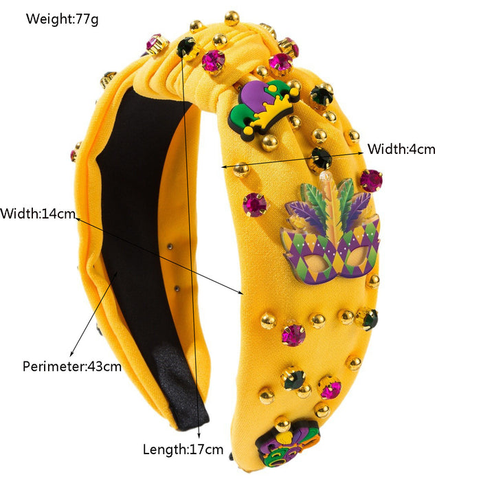 Wholesale Mardi Gras beaded and rhinestone-embellished festival headband