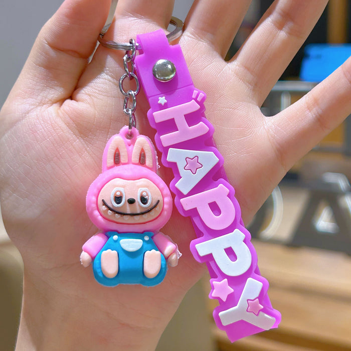 Wholesale Cute cartoon silicone keychain with cute little monster keychain for sweatshirt