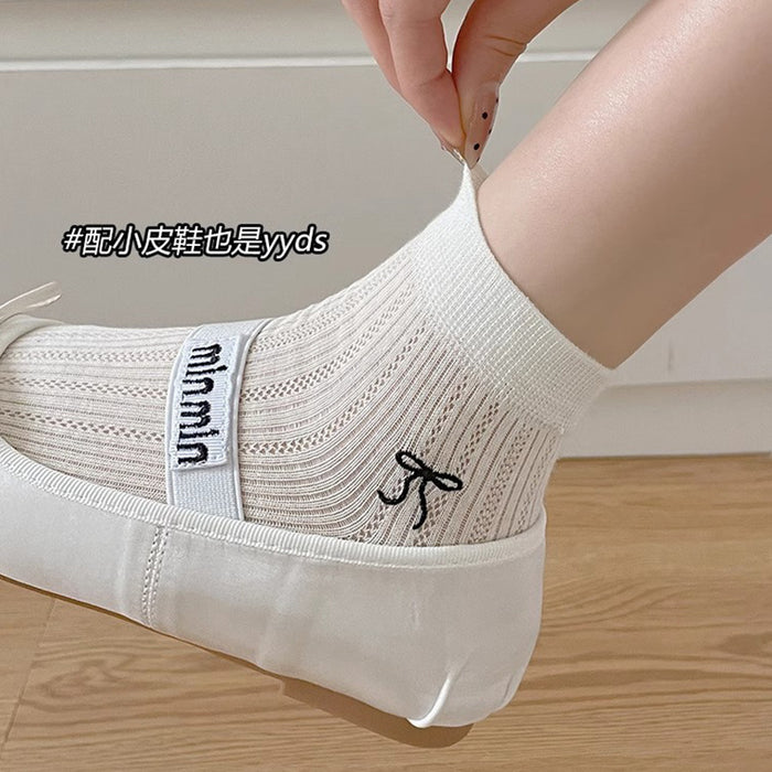 Wholesale Bow tie short tube socks boat socks breathable and sweat absorbing ultra-thin socks short socks
